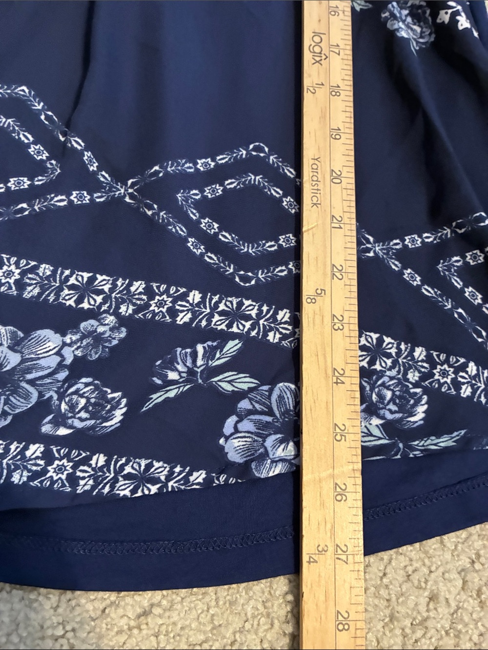 Rewind Navy Blue Floral Boho Sleeveless Tank Top with Lace Trim Large - Picture 7 of 7